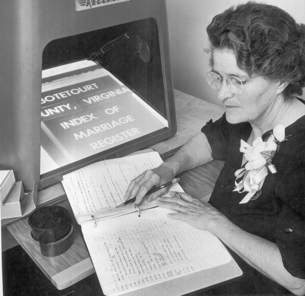 1959 - Edith, cataloger, at library